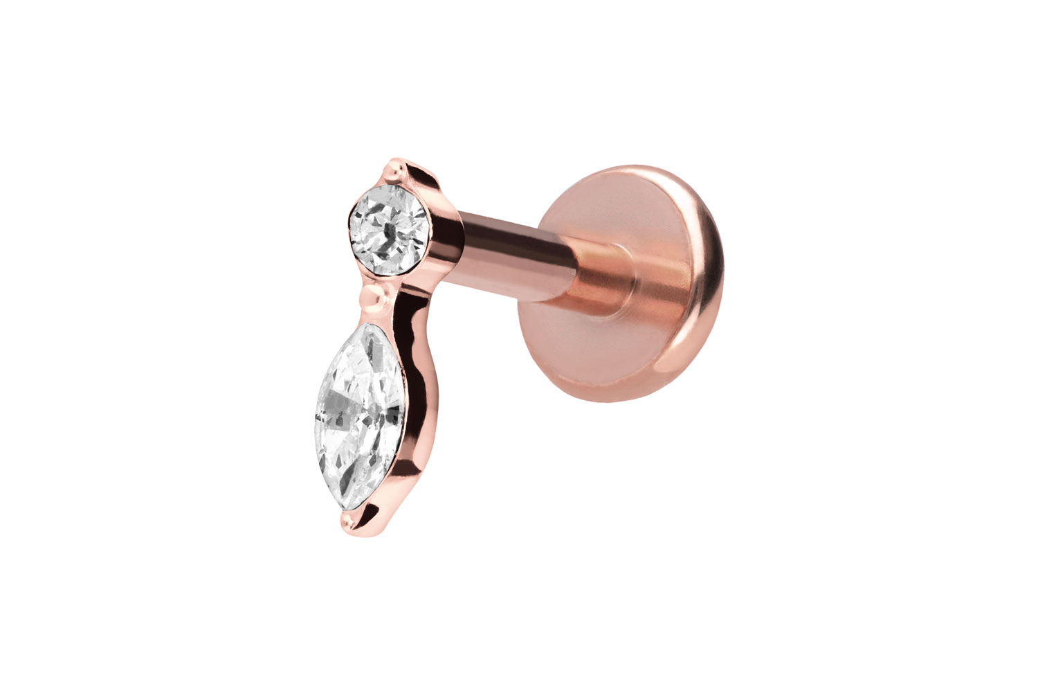 Titan Labret Piercing mit Push Fit KRISTALLBLATT